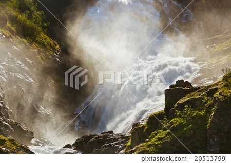 Giant Kjosfossen waterfall in Flam - Norway Giant Kjosfossen waterfall in Flam - Norway 20513799