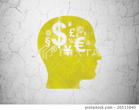 Finance concept: Head With Finance Symbol on wall Finance concept: Head With Finance Symbol on wall 20513840