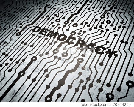 Political concept: circuit board with Democracy Political concept: circuit board with Democracy 20514203