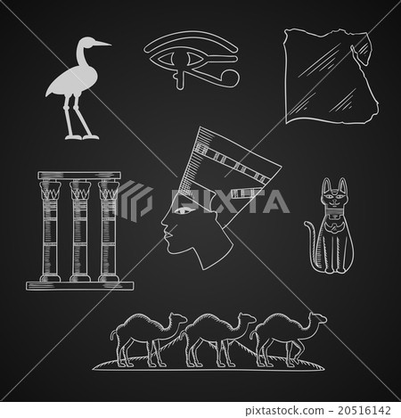 Ancient Egypt travel and art icons 20516142