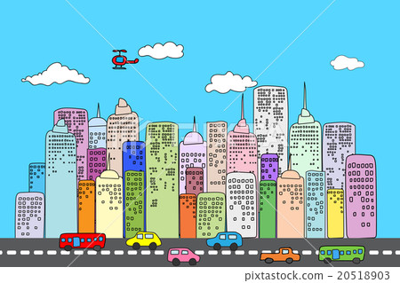 city skyscraper colorful hand draw stlye 20518903