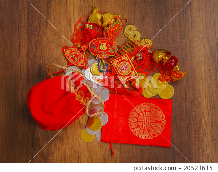 Chinese New Year decoration on wood wall Chinese New Year decoration on wood wall 20521615