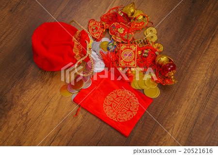 Chinese New Year decoration on wood wall Chinese New Year decoration on wood wall 20521616