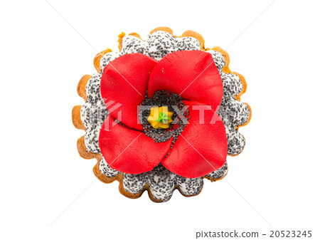 cupcake sprinkled with poppy seeds with a flower 20523245