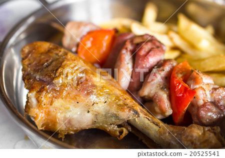 Grilled meat with french fries Grilled meat with french fries 20525541