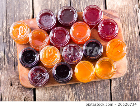 various jars of fruit jam various jars of fruit jam 20526734