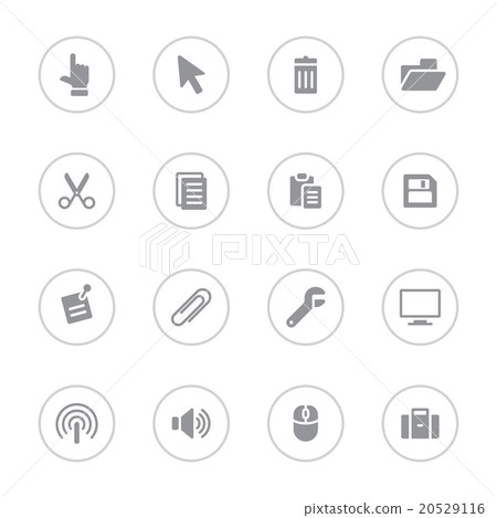 Gray simple flat icon set 3 with circle frame Gray simple flat icon set 3 with circle frame 20529116