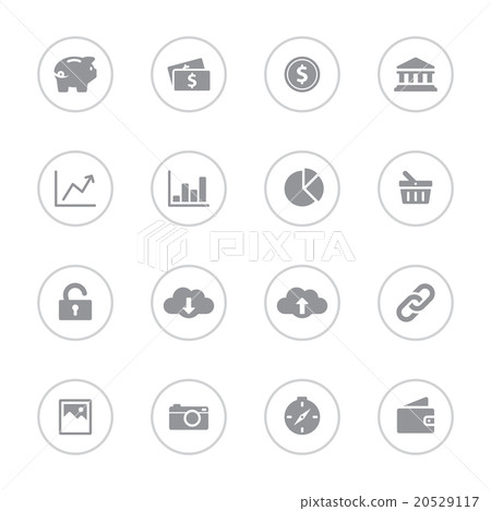 Gray simple flat icon set 4 with circle frame Gray simple flat icon set 4 with circle frame 20529117