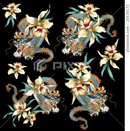 Dragon and cattleya background material Dragon and cattleya background material 20530171