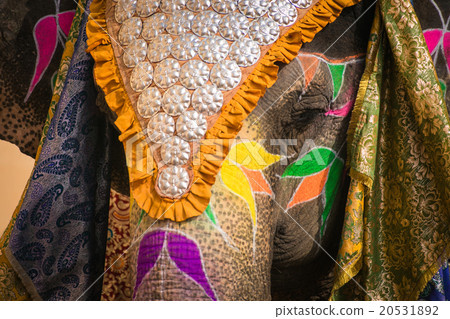 Indian elephant in a festive coloration Indian elephant in a festive coloration 20531892