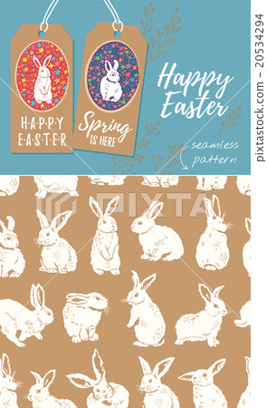 Vector set of Easter tags and Rabbit easter Vector set of Easter tags and Rabbit easter 20534294
