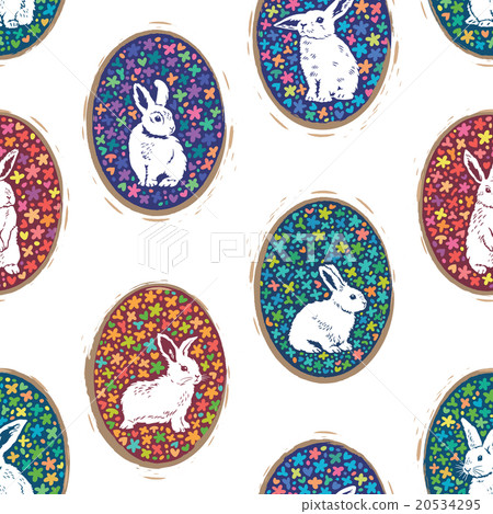 Seamless pattern with floral easter eggs and bunny Seamless pattern with floral easter eggs and bunny 20534295