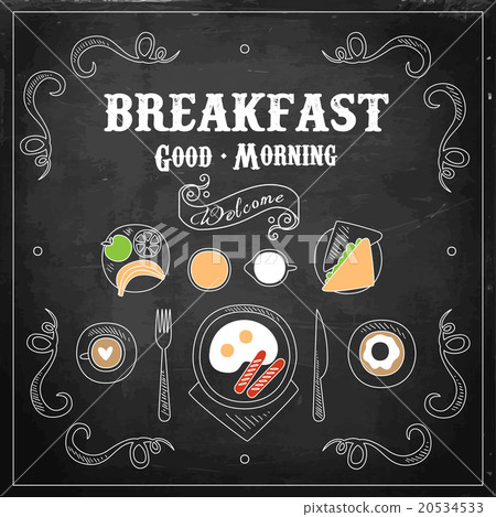 Chalkboard Breakfast Menu. Vector Illustration Chalkboard Breakfast Menu. Vector Illustration 20534533