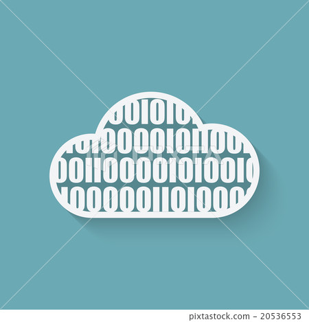 cloud computer concept symbol with binary code - Stock Illustration ...