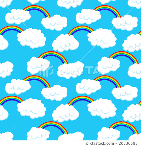 Seamless pattern with clouds and rainbow - Stock Illustration [20536583 ...