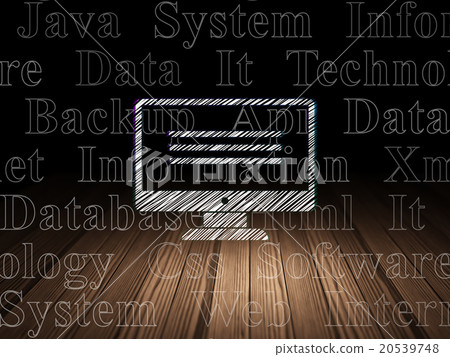 Software concept: Monitor in grunge dark room 20539748