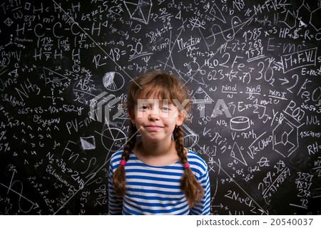 Girl with two braids, big blackboard with Girl with two braids, big blackboard with 20540037