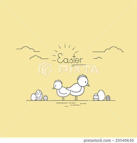 Easter Holiday Greeting Card With Chicken On 20540630