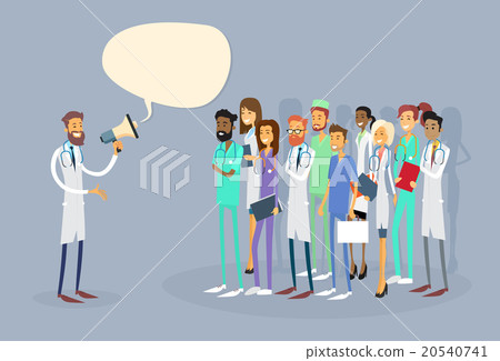 Medical Doctor Hold Megaphone Loudspeaker Group Medical Doctor Hold Megaphone Loudspeaker Group 20540741