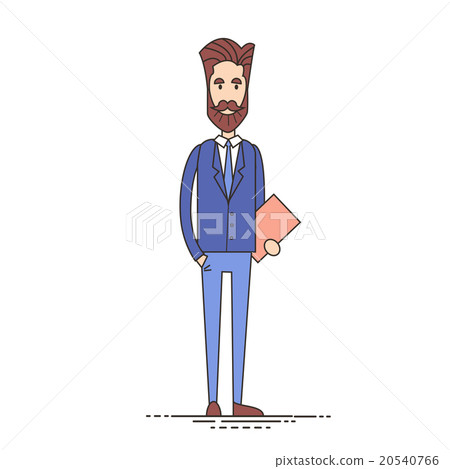 Business Man Hold Folder Standing Isolated over 20540766