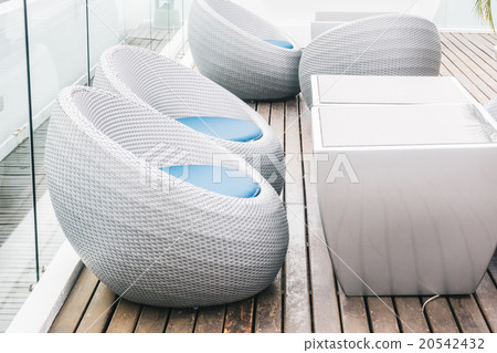 Empty chair and table with outdoor deck 20542432