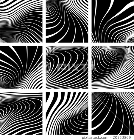 Illusion of whirl movement. Lines patterns set. Illusion of whirl movement. Lines patterns set. 20553869