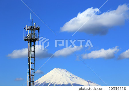 富士和監控塔,避雷針,高空,雲,塔,富士,雪, 富士和監控塔,避雷針,高空,雲,塔,富士,雪, 20554338