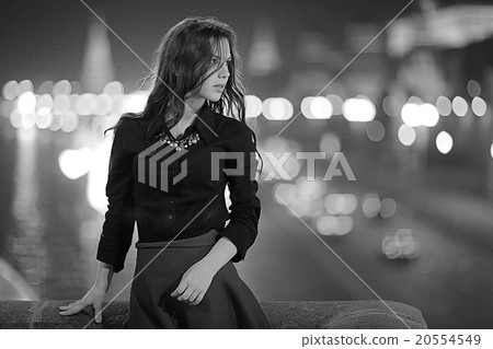 black and white portrait of a girl night black and white portrait of a girl night 20554549