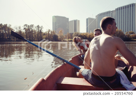 group of young people sitting relaxing in the industrial city 20554760