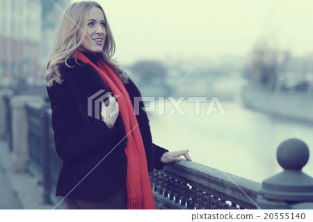 female portrait in cold tones walk city female portrait in cold tones walk city 20555140