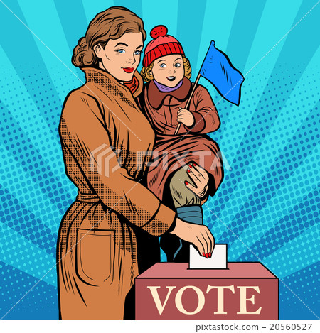 Mother and child women vote in elections 20560527