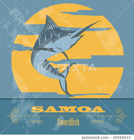 Samoa. Swordfish. Retro styled image. Samoa. Swordfish. Retro styled image. 20560833
