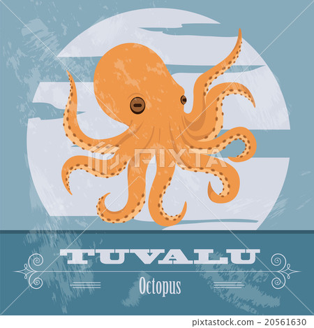 Tuvalu. Octopus. Retro styled image. 20561630