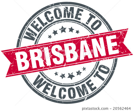 welcome to Brisbane red round vintage stamp 20562464
