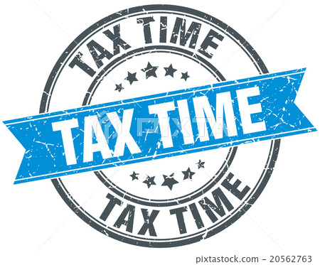 tax time blue round grunge vintage ribbon stamp 20562763