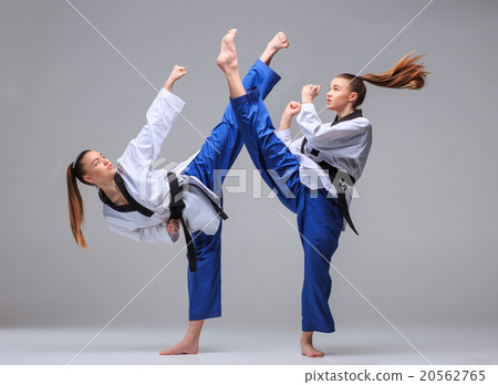 The collage of karate girl with black belt 20562765