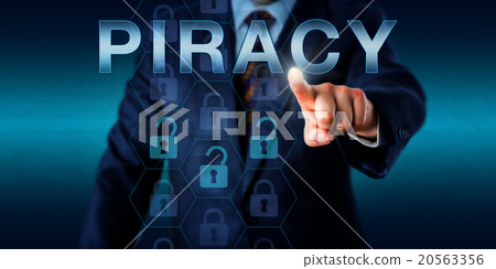 Cyber Criminal Pointing At PIRACY Onscreen 20563356