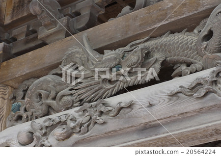 Shinshu Suwa Suwa Taisha Suwa Shrine's headquarters Shinto shrine main shrine entrance The dragon sculpture of the gate 20564224