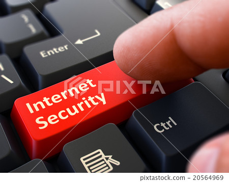 Internet Security - Clicking Red Keyboard Button. 20564969