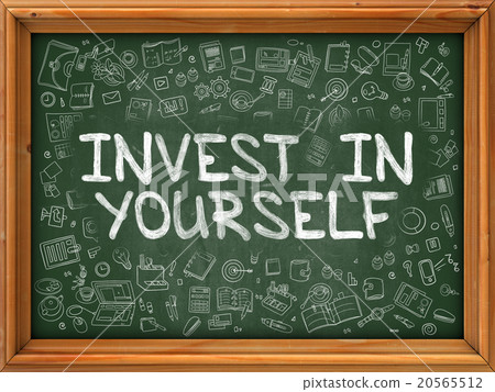 Green Chalkboard with Hand Drawn Invest in 20565512