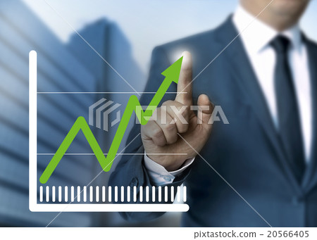 Man showing stock price touchscreen concept Man showing stock price touchscreen concept 20566405