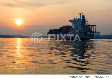 Container ship at sunrise, Bangkok 20566945