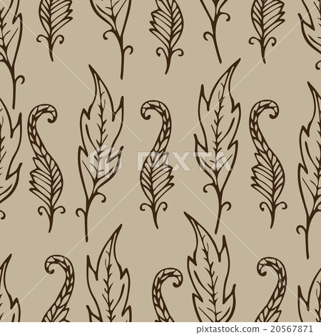 Repeating floral and feather pattern. Seamless. Repeating floral and feather pattern. Seamless. 20567871