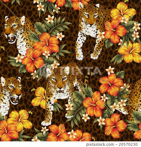Hibiscus and leopard pattern 20570230