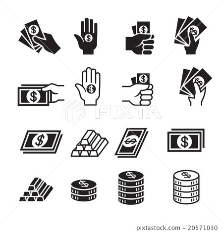 Hand and money icon set 20571030