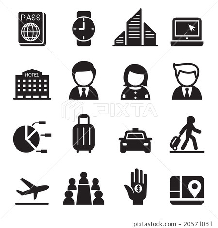 business trip , travel, meeting , seminar icon set 20571031