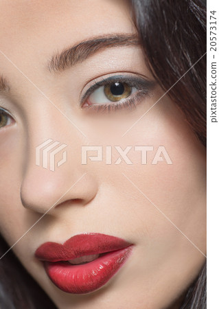 Portrait of fashion lady with dark red lips Portrait of fashion lady with dark red lips 20573174