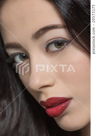 Portrait of fashion lady with dark red lips Portrait of fashion lady with dark red lips 20573175