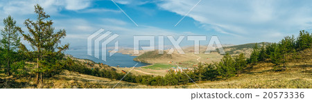 Panoramic view from the mountain to the village. 20573336