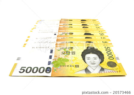Korean Won currency bills isolated on white Korean Won currency bills isolated on white 20573466